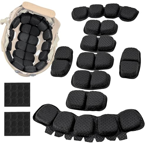 Helmet Padding Kit, 28Pcs High-Density Memory Foam Inserts with Extra Hook & Loop, Universal Replacement Cushion Pads for Cycling, Motorcycle, Airsoft Helmets, Black