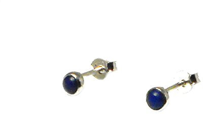 Runde blaue Lapislazuli Ohrstecker aus 925-4 mm Sterlingsilber