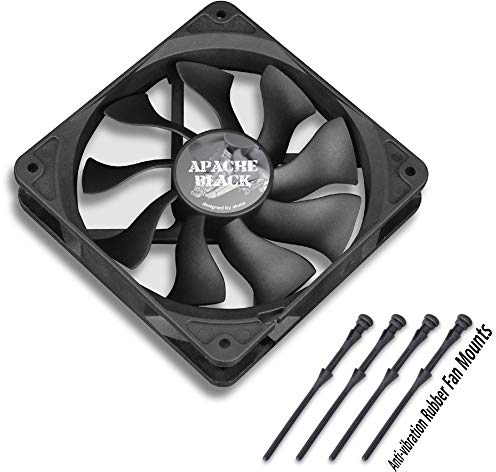 Akasa 120mm APACHE Black | Silent Case Fan | HDB Long Lifespan Bearing | PWM Auto Speed Control | IP-54 Dust & Water Proof | For PCs, Heatsink, CPU Cooling and Ventilation | AK-FN058