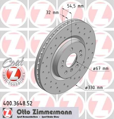 ZIMMERMANN 400.3648.52 vorne Bremse, perforiert, Sport Coat Z