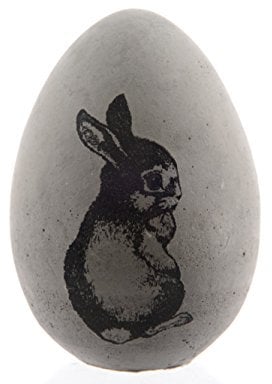 Ei Beton Betonei mit Hasenaufdruck Osterei Dekoei H ca. 9 cm