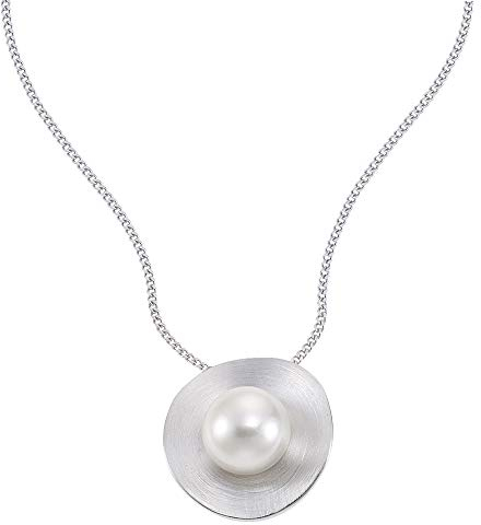 Zeeme Pearls Damen Anhänger mit Kette 925/- Sterling Silber 45cm gebürstet Perle weiß 500244134