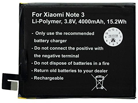 Akku kompatibel mit Xiaomi Note 3 Akku BM46, Xiaomi Note 3 Dual SIM 3,8 Volt 4000mAh