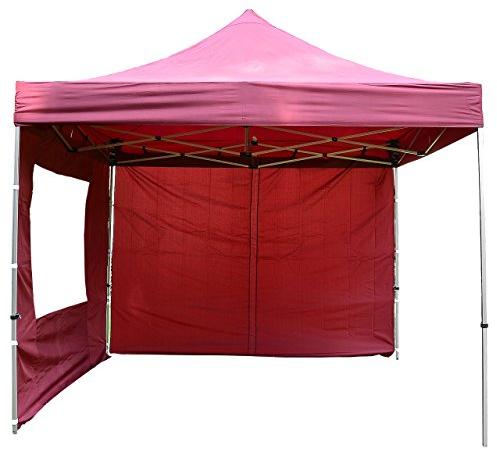 Nexos Profi Faltpavillon Partyzelt Pavillon 3x3 m mit 4 Seitenteilen - hochwertige Ausführung - wasserdichtes Dach mit PVC-Coating - 270 g/m² incl. Tragetasche und Zubehör – Farbe: Burgund