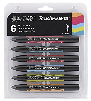 Winsor & Newton BrushMarker - Set of 6 - Mid Tones