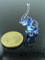 Elefant Mini Blau Glas - Miniatur Glasfigur - Figur Blauer Elephant