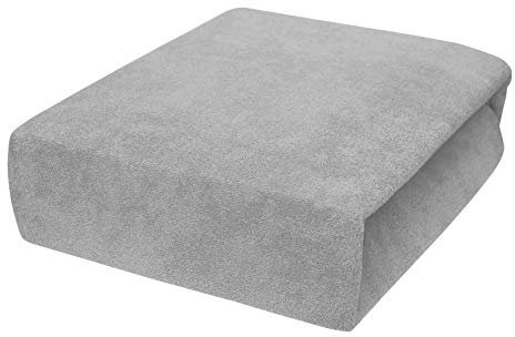 SPANNBETTLAKEN MIT NEUSTER TECHNIK HERGESTELLT mit Gummizug Frottee Frotte 80x160, 80x180, 80x200-23 Farben 80x200, Silber
