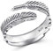 MATERIA Schmuck 925 Silber Ring Federn antik - Silber Damen Ring Feder in Gr. 52-60 / Größe verstellbar #SR-23