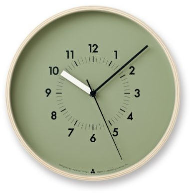 Lemnos Wanduhr Awa Clock-Soso/Designer Wanduhr ohne Tickgeräusche aus Japan/Wanduhr modern mit schleichender Sekunde/Küchenuhr, Uhr Wohnzimmer/Clock – Farbe grün