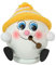Dekohelden24 Räucherfigur Schneeball mit gelb/weisser Strickmütze, Holz, 10 cm