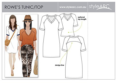 Style Arc Sewing Pattern - Rowes Raglan Tunic Top (Sizes 18-30) Click for Other Sizes Available