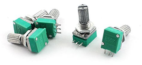 sourcing map a14101100ux0248 5 Stück B50K Typ B 50K Ohm 3-Pin Terminal Single Linear Rotary Taper Potentiometer – Silberton, Blau (1 Stück) de