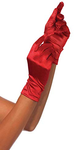 Leg Avenue- Satin Wrist Length Gloves Mujer, sólido, Color rojo, Talla Única (EUR 36-40) (2B22003)