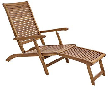 Bizzotto Steamer Sessel, Rückenlehne 3 Positionen, Holz, Mehrfarbig, 63 x 117 x 19 cm