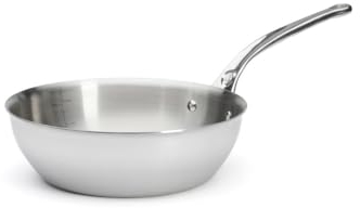 De Buyer - Sauteuse à queue bombée en inox 5 couches AFFINITY - 24 cm - Fabriquée en France, Sans PFAS, Montée Rapide en Température, Inox 18/10, Tous Feux + Four, Finition Poli Brillant