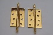 Ironmongery World Solid Polished Brass Double Washered Finial End Fancy Cabinet Door Butt Hinges - 3 Small