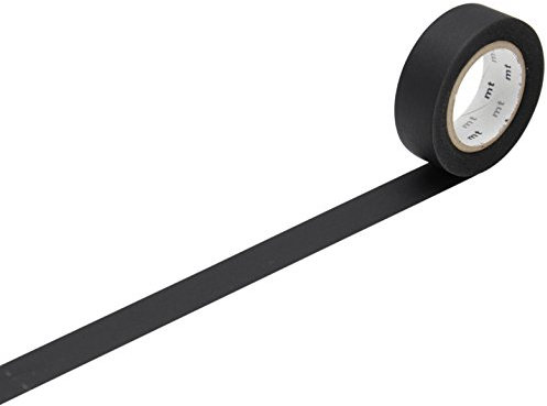 MT Solids MT01P207 - Nastro adesivo in carta Washi, 15 mm x 10 m, colore: Nero opaco