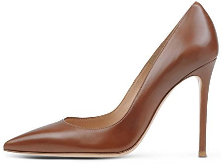 EDEFS Damen Schuhe Pumps High Heels Brautschuhe mit Stilettosabsatz Braun Größe EU42