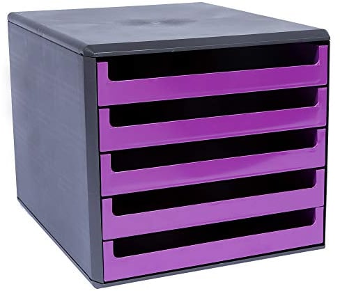 Metzger & Mendle 30057672 Schubladenbox in anthrazit mit 5 Schüben in berry-violett (lila)