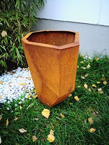 Zen Man Patina Flower Pot Garden Plant Bowl Rust Garden Planter Rust Handmade 31.5 x 30 x 42.5 cm 031888