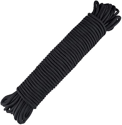 jijAcraft 6MM Black Nylon Rope: Thick Nylon Washing Line 30M Solid Binding Hanging Twisted Cord, Heavy Duty Rope for Garden, Hammock, Camping Trips, Marine Rigging