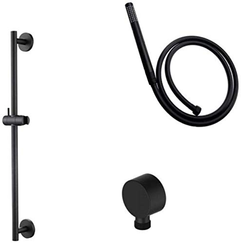 Wieoc Duschsystem Messing mattschwarz Komplettes Gleitschienenset Handbrause & 1,5 m PVC-Brauseschlauch-Kit