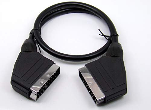 POPESQ® 1 Stk. x SCART Kabel - SCART Stecker 0.6m Schwarz für DVD-Player, Spielkonsole, Fernseher