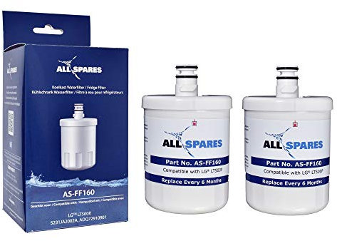 AllSpares Filtro de agua (2 unidades) para frigorífico LG LT500P / 5231JA2002A / ADQ72910901 / ADQ72910907