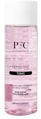 PFC Facial Toner Peau Sensible Rosacée 200ml Puissant Apaisant. Apaise et Rafraîchit. Eau de Rose et Acide Hyaluronique. Hydratant.