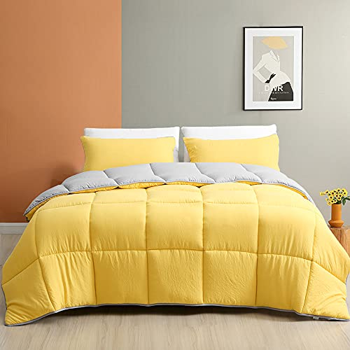 DWR Wendbare Daunen-Alternativ-Bettdecke für Doppelbett, 2-teilig, Eukalyptus-Mischgewebe, Mikrofaser, mit Kissenbezügen, ultraweich, luftflauschig, Wolke, atmungsaktiv, Steppdecke, Steppdecke