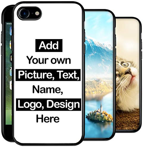 Personalised Phone Case for iPhone 7/8 / SE 2020 Add Text, Picture, Designs, Business Logo on Shockproof TPU Bumper back Cover Customised Gift idea for Birthday, Wedding Anniversary, special days