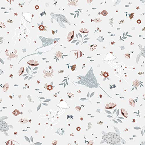 Papier peint Ocean Field / Motif animaux de l'océan (50cm x 10m) - Lilipinso
