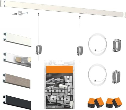 Pack Cimaise Click Rail Artiteq - Accrochage de Tableau Haut de Gamme (2 Mètres, Blanc)