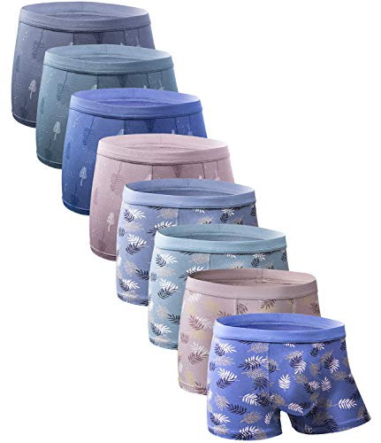 YOULEHE Boxershorts Herren Multipack Männer Unterwäsche Bambusfaser Unterhosen Men Retroshorts Boxer (8er Pack-Baumblattmuster, L)