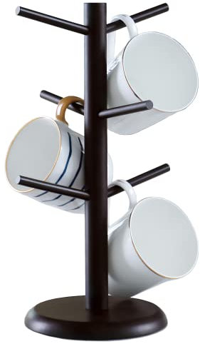 Dorhors Arbre à tasses, arbre à café, support de tasse avec 6 crochets, support de tasse pour comptoir, marron