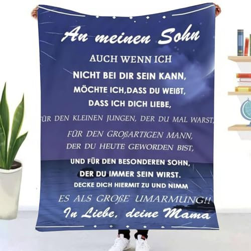 TDDKFB Kuscheldecke Flauschige Personalisierte Decke Geschenke An Meinen Sohn,Mutter Für Sohn Luftpost Positiv Ermutigen Decke,Super Weiche Decke Flanell eeignet Für Sofa Reisen
