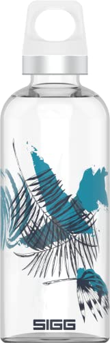 SIGG Star Leaves Trinkflasche (0.5 L), schadstofffreie und auslaufsichere Trinkflasche, hitzebeständige Trinkflasche aus Glas in der kultigen Form
