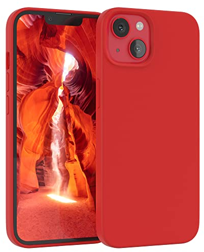 EAZY CASE Premium Silikon Handyhülle kompatibel mit iPhone 13, Slimcover mit Kameraschutz und Innenfutter, Silikonhülle, Schutzhülle, Bumper, Handy Case, Hülle, Softcase, Rot