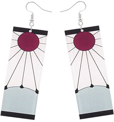 Kamado Tanjirou Earrings Japanese Anime Demon Slayer Earrings Cosplay Accessory Prop Animation Secondary Peripheral Earrings Acrylic Personalized Earring Kamado T Fans Gift Anime Enthusiasts Gift