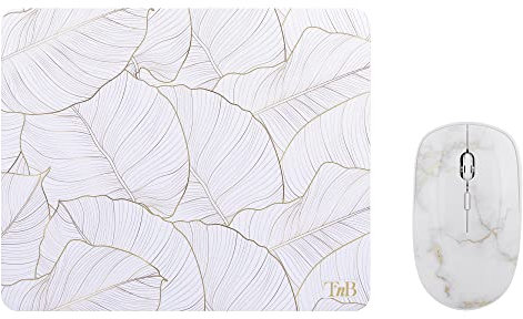 T’NB Pack Souris sans Fil 2.4 GHz Et Tapis De Souris Design Exclusiv, Récepteur USB-A, Confortable Toucher Doux, Pile Longue Durée avec Mode Veille Automatique, Illustration Gold