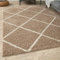 THE RUGS Shaggy Rug – Modern Moroccan Design Rugs for Living Room, Bedroom, Hallway, 3 cm Thick Area Rugs, (Diamond Beige/Ivory, 140x200cm)