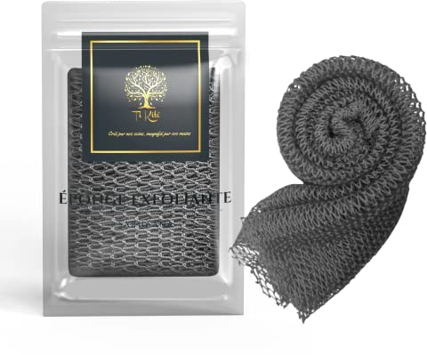 SARHAANA African Net Sponge African Shower Net Djampe Exfoliating Bath Sponge Toilet Flower Glove XL Accessory for Women Men Children Body Scrub Net (Grey)