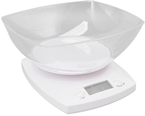 Qcwwy Digitale Küchenwaage mit Schüssel, G OZ LB Unit Switching 5kg Lebensmittelwaage Zum Backen und Kochen ABS Kleine Schmuckwaage Tara-Funktion Digitalwaage