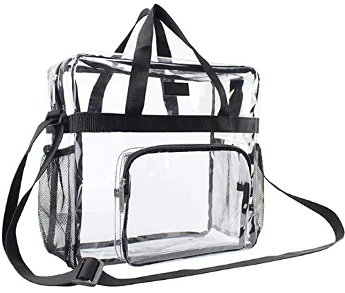 Transparente Tragetasche, Transparent Durchsichtige Tasche, PVC Clear Bag Sporttasche Stadion zugelassen Wasserdichte Kosmetik Aufbewahrungstasche mit Reißverschlusstaschen für Arbeit Sportspiele