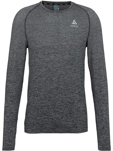 Odlo Herren T-Shirt Crew Neck Longsleeve Essential Seamless Laufbekleidung Longsleeve Grey Melange - Grau M