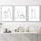 Nordic Minimalist Line Art Print Esszimmer Wein Tee Bilder Küche Schwarz Weiß Leinwand Gemälde Café Shop Poster Home Decor/Kein Rahmen-40x60cmx3P