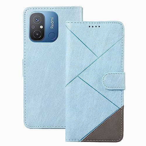binandteam Cover per Xiaomi Redmi 12C / Redmi 11A Custodia in Pelle libro Flip per Smartphone, con Slot per Tessere e Supporto Pieghevole per Cover Xiaomi Redmi 12C / Redmi 11A - Azzurro