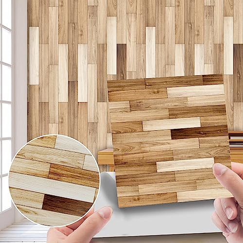 yunfana 20 Pezzi Piastrella Bagno Cucina, Adesivo da Parete per Cucina Autoadesivo, Adesivo per Piastrelle Bagno Cucina Bagno, Imitazione Venatura del Legno, per Camera da Letto Cucina Bagno