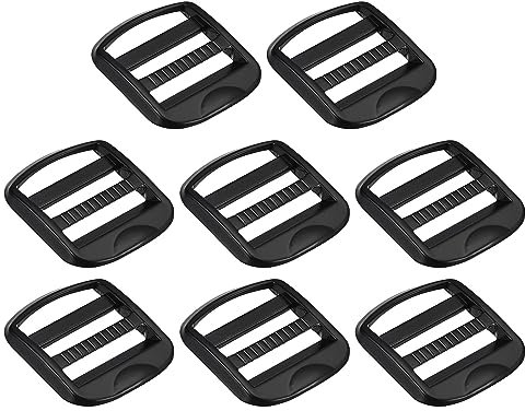 Uxcell Metal Ladder Buckle Slider Tri-Glider Metal Adjustable Buckles, 8pcs 25mm(1) Inner Width for Webbing Backpack Strap, Black
