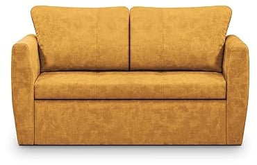 BEAUTY SOFA Schlafsofa Kamel Zweisitzer mit Schlaffunktion Liegefläche 188x122 cm Velour Relaxsofa mit Bettkasten, Farbe: Gelb, Terra 48